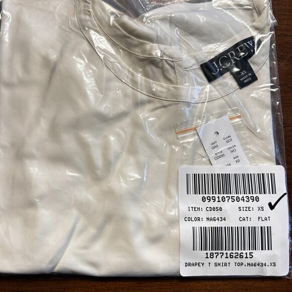 J Crew Drapey T Shirt Top XS White NWT Blouse CD050 J.Crew Minimalist Capsule - Picture 3 of 3